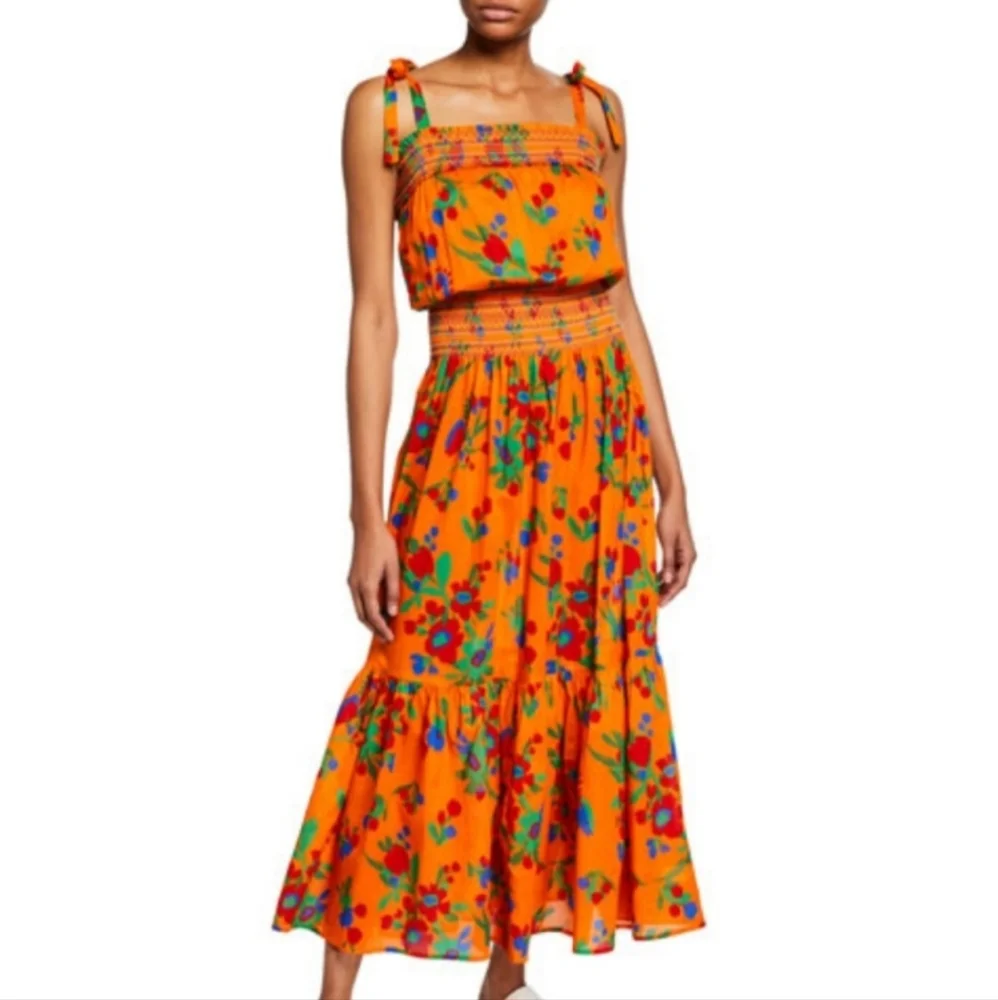 🌞HTF Tory Burch🌞 - Smocked Toucan Floral Cotton Sundress
